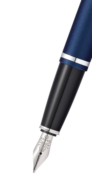 Calais™ Matte Metallic Midnight Blue Fountain Pen with Stainless Steel Nib - By Baano