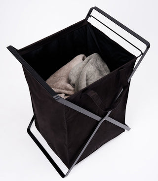 Laundry Hamper with Cotton Liner - Two Sizes - Steel + Cotton - By Baano
