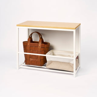 Entryway Storage Organizer & Bench (18" H)  - Steel + Wood - By Baano