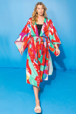 CANCUN GETAWAY SATIN MIDI KIMONO - By Baano