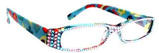 Elsa, (Bling) Reading Glasses women W (Full Crystal) (Rose, Aquamarine Blue) Genuine European Crystals  1.50 .. +3 NY Fifth Avenue