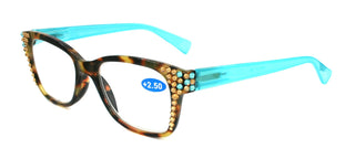 Madison Square, (Bling) Reading Glasses 4 Women W (L. Colorado, Aquamarine)Genuine European Crystals. +1.5..+3  NY Fifth Avenue (Wide frame)