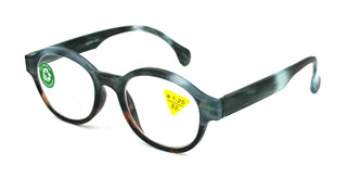 Citlalli, (Premium) Reading Glasses, Round Frame  +1.25 .. +3 Magnifying Eyeglasses (Marble Blue) Circle Style. NY Fifth Avenue