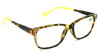 Milan, (Bling) Reading Glasses Women W (L. Colorado, Cooper) Genuine European Crystals.  +1.25..+3 Tortoise Brown n (Yellow) NY Fifth Avenue