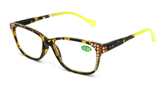 Milan, (Bling) Reading Glasses Women W (L. Colorado, Cooper) Genuine European Crystals.  +1.25..+3 Tortoise Brown n (Yellow) NY Fifth Avenue