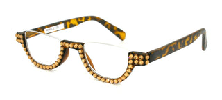 Half Moon, (Bling) Woman Reading Glasses W (Light Colorado) Genuine European Crystals  Reader Magnifying, +1.25..+4  NY Fifth Avenue