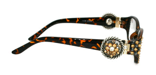 The Medallion, (Bling) Women Reading Glasses W (Hematite, L. Colorado) Genuine European Crystals (Tortoise Brown)  Concho. NY Fifth Avenue.