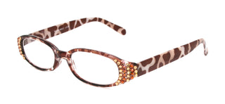 Isabella, (Bling) Reading Glasses Women W (Cooper, Light Colorado) Genuine European Crystals  Animal Print NY Fifth Avenue (Wide Frame)