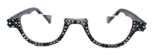 Half Moon, (Bling) Woman Reading Glasses W (Black Diamond, Montana Blue) Genuine European Crystals  Reader +1.25...+4 Frame, NY Fifth Avenue
