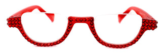 Half Moon, (Bling) Woman Reading Glasses Adorned W (Light Siam) Genuine European Crystals, Reader Magnifying,   (Red) NY Fifth Avenue.