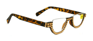 Half Moon, (Bling) Woman Reading Glasses W (Light Colorado) Genuine European Crystals  Reader Magnifying, +1.25..+4  NY Fifth Avenue