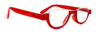 Half Moon, (Bling) Woman Reading Glasses Adorned W (Light Siam) Genuine European Crystals, Reader Magnifying,   (Red) NY Fifth Avenue.