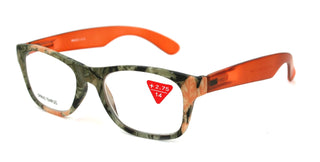 The Forester, (Premium) Reading Glasses, High End Reader +1.25 to +3 Magnifying Square Style (Orange Camouflage) Frame. NY Fifth Avenue