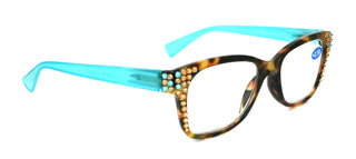 Madison Square, (Bling) Reading Glasses 4 Women W (L. Colorado, Aquamarine)Genuine European Crystals. +1.5..+3  NY Fifth Avenue (Wide frame)
