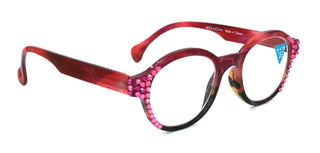 Citlalli, (Bling) Round Women Reading Glasses W (Light Rose, Rose) Genuine European Crystals (Pink, Brown) Circle. NY Fifth Avenue