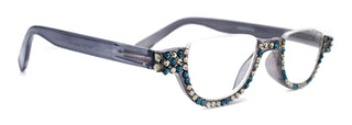 Half Moon, (Bling) Woman Reading Glasses W (Black Diamond, Montana Blue) Genuine European Crystals  Reader +1.25...+4 Frame, NY Fifth Avenue