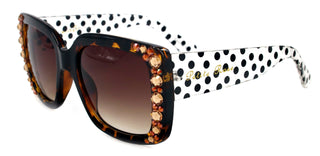 Minnie, (Bling) Women Sunglasses W (L Colorado,  Cooper) Genuine European Crystals (Brown) n Polka dot Translucent, NY Fifth Avenue.