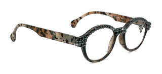 Malinalli, (Bling) Women Reading Glasses W  (Hematite) Genuine European Crystals (Black, Tortoise Brown) Round Circle. NY Fifth Avenue