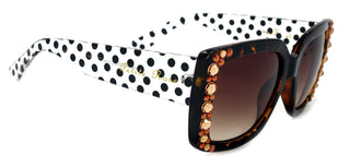 Minnie, (Bling) Women Sunglasses W (L Colorado,  Cooper) Genuine European Crystals (Brown) n Polka dot Translucent, NY Fifth Avenue.