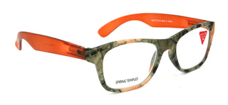 The Forester, (Premium) Reading Glasses, High End Reader +1.25 to +3 Magnifying Square Style (Orange Camouflage) Frame. NY Fifth Avenue