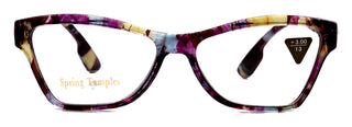 Avian,  (Premium) Reading Glasses, High End Reader +1.25 to +3 Magnifying Eyeglass, Cat Eye (Purple n Blue) Feather Pattern. NY Fifth Avenue