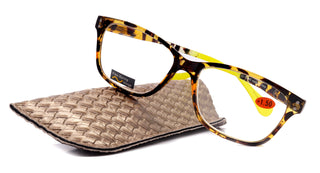 Milan, (Premium) Reading Glasses HighEnd Reader +1.25..+3 Magnifying Optical Square Square Style Tortoise Brown n (Yellow) NY Fifth Avenue
