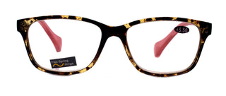 Milan, (Premium) Reading Glasses High End Reader +1.25..+3 Magnifying, Optical Square Square Style Tortoise Brown n (Pink) NY Fifth Avenue