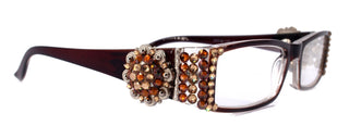 The Medallion, (Bling) Reading Glasses for Women W (Light Colorado, Cooper) Genuine European Crystals  (Brown) Berry Concho NY Fifth Avenue