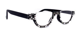 Half Moon, (Bling) Woman Reading Glasses Adorned W (Hematite, Clear, Black Diamond)  Genuine European Crystals  +1.25..+4, NY Fifth Avenue