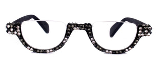 Half Moon, (Bling) Woman Reading Glasses Adorned W (Hematite, Clear, Black Diamond)  Genuine European Crystals  +1.25..+4, NY Fifth Avenue