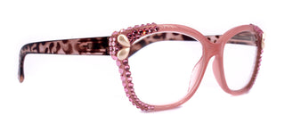 Savannah, (Bling) Women Reading Glasses W (2X line) (Light Rose, Rose, Pearl Teardrop)Genuine European Crystals.  (Pink) NY Fifth Avenue.