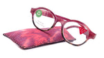 Citlalli, (Premium) Reading Glasses, Round Frame  +1.25 .. +3 Magnifying Eyeglasses (Marble Pink) Circle Style. NY Fifth Avenue