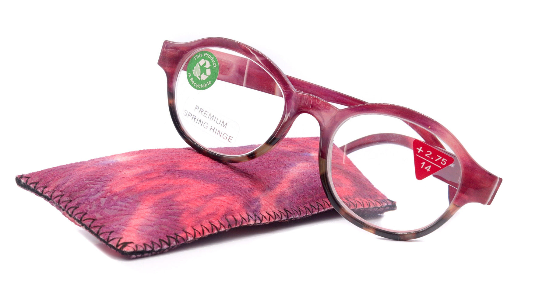 Citlalli, (Premium) Reading Glasses, Round Frame  +1.25 .. +3 Magnifying Eyeglasses (Marble Pink) Circle Style. NY Fifth Avenue