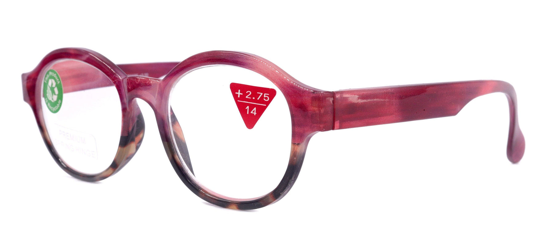 Citlalli, (Premium) Reading Glasses, Round Frame  +1.25 .. +3 Magnifying Eyeglasses (Marble Pink) Circle Style. NY Fifth Avenue