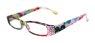 Elsa, (Bling) Reading Glasses for women W (L. Amethyst, Rose) Genuine European Crystals (White, Pink) Paisley, Optical    NY Fifth Avenue