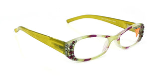 Dashing Stripes, (Bling) Women Reading Glasses W (Amethyst, Black Diamond)   (Lime Green, purple) Oval. NY Fifth Avenue