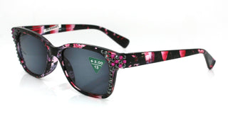 Oasis, (Bling) Sun Readers (No Bifocal) W (Hematite, Fuchsia) Genuine European Crystals   (Pink) Tortoiseshell. NY Fifth Avenue