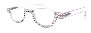 Half Moon, (Bling) Reading Glasses For Woman Adorned W (Clear) Genuine European Crystals, (Translucent) Lower Nose Frame, NY Fifth Avenue