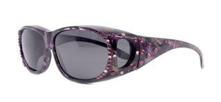 Explorer, (Bling) (Fit Over) Glasses W (Amethyst, L. Amethyst) Genuine European Crystals, Polarized Sunglasses  (Smoke Grey) NY Fifth Avenue