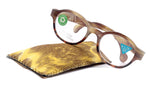 Citlalli, (Premium) Reading Glasses, Round Frame  +1.25 .. +3 Magnifying Eyeglasses (Marble Brown) Circle Style. NY Fifth Avenue