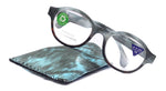 Citlalli, (Premium) Reading Glasses, Round Frame  +1.25 .. +3 Magnifying Eyeglasses (Marble Blue) Circle Style. NY Fifth Avenue