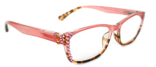 Desiree, (Bling) Women Reading Glasses W (Light Rose, Cooper) Genuine European Crystals +1.5 ..+6 Square  High Strength NY Fifth Avenue
