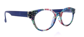 Versailles, (Bling) Reading Glasses 4 women W (Montana, Black Diamond) Genuine European Crystals   Round Frame. NY Fifth Avenue