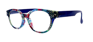 Versailles, (Bling) Reading Glasses 4 women W (Montana, Black Diamond) Genuine European Crystals   Round Frame. NY Fifth Avenue