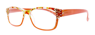 Olivia, (Bling) Women Reading Glasses Adorned W (Tangerine, L. Colorado) Genuine European Crystals. (Orange Green Yellow)  NY fifth avenue