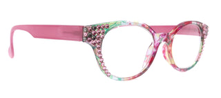 Versailles, (Bling) Reading Glasses 4 women W (Rose, Black Diamond) Genuine European Crystals  (Pink, Green, Clear) Round. NY Fifth Avenue