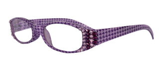 The Scottish, (Bling) Reading Glasses Embellished w (Amethyst)   (Hounds Tooth Check) Rectangular (Purple) NY Fifth Avenue