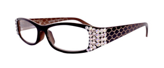 Lyon, (Bling) Reading Glasses w (Clear, AB Aurora Borealis) Genuine European Crystals(Dragon scale)  (Black, Brown) NY Fifth Avenue