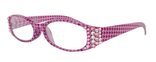The Scottish, (Bling) Reading Glasses Embellished w (Rose, Clear)   (Hounds Tooth Check) Rectangular (Pink) NY Fifth Avenue