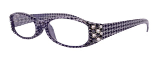 The Scottish, (Bling) Reading Glasses with (Clear, Hematite)   (Hounds Tooth Check) Rectangular (Black) NY Fifth Avenue